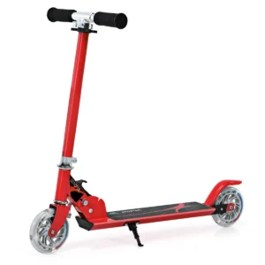 Opvouwbare Step 3 Verstelbaar Stuur 2 LED Verlichte Wielen Achterrem Aluminium Frame- Rood