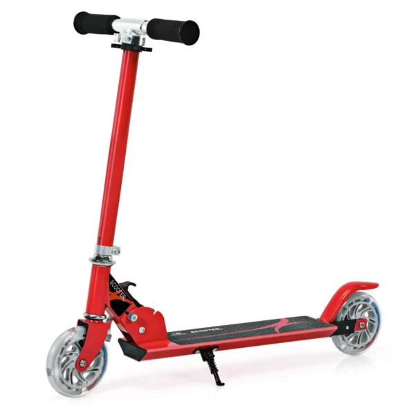 Opvouwbare Step 3 Verstelbaar Stuur 2 LED Verlichte Wielen Achterrem Aluminium Frame- Rood