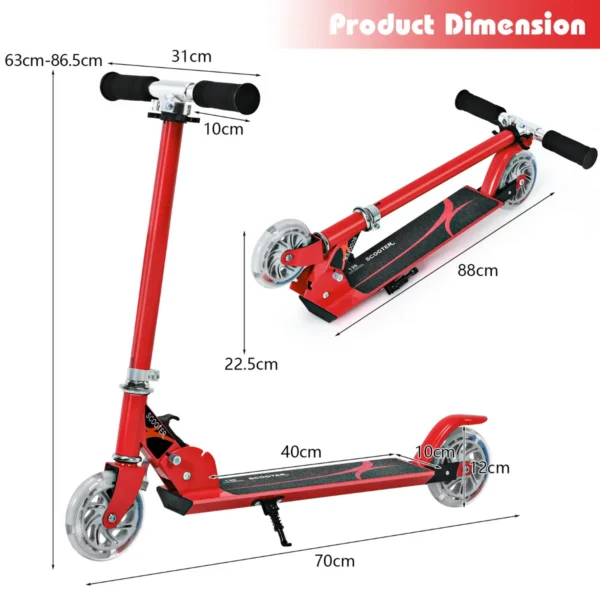 Opvouwbare Step 3 Verstelbaar Stuur 2 LED Verlichte Wielen Achterrem Aluminium Frame- Rood - Image 4