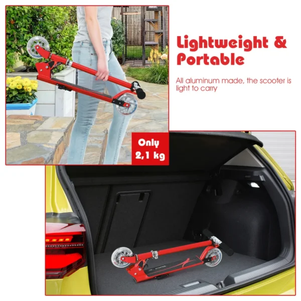 Opvouwbare Step 3 Verstelbaar Stuur 2 LED Verlichte Wielen Achterrem Aluminium Frame- Rood - Image 5