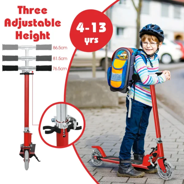 Opvouwbare Step 3 Verstelbaar Stuur 2 LED Verlichte Wielen Achterrem Aluminium Frame- Rood - Image 7