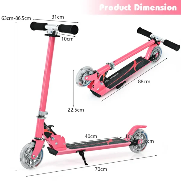 Opvouwbare Step 3 Verstelbaar Stuur 2 LED Verlichte Wielen Achterrem Aluminium Frame - Roze - Image 4