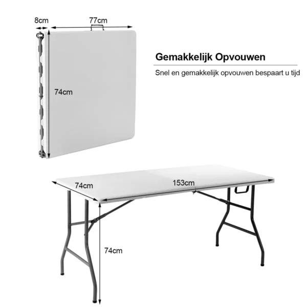 Opvouwbare Tafel Draagbare Plastic Binnen Zowel Buiten Picknick Feest Dineren Kampeertafel 153 X 74 X 74cm - Image 5