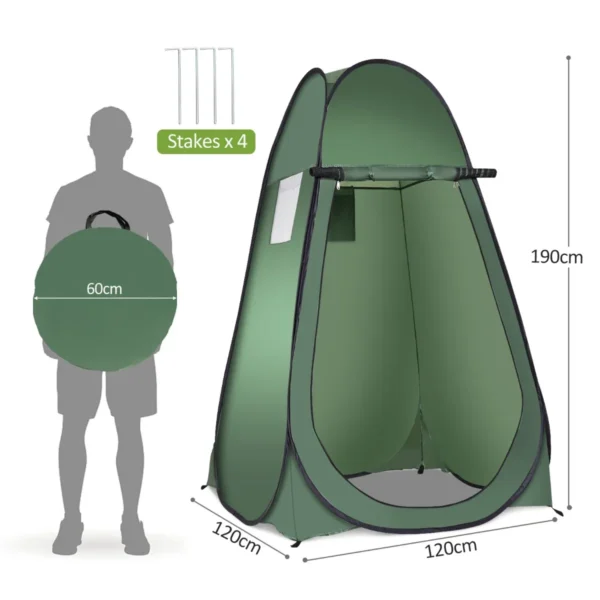 Pop-Up Douchetent Draagbare Kampeertent Voor Aankleden Toilet Kleedkamer Buiten Onderdak Privé 120 X 120 X 190 Cm Groen - Image 2