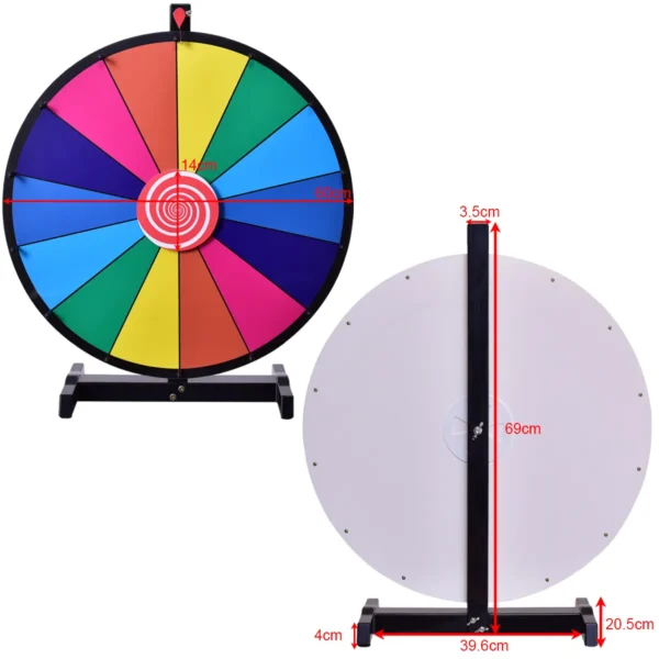 Tafelblad Draaiend Prijswiel Bewerkbaar Kleurenprijswiel Van Fortuin Regenboog Prijswiel Met Stevige Metalen Voet 60CM - Image 4