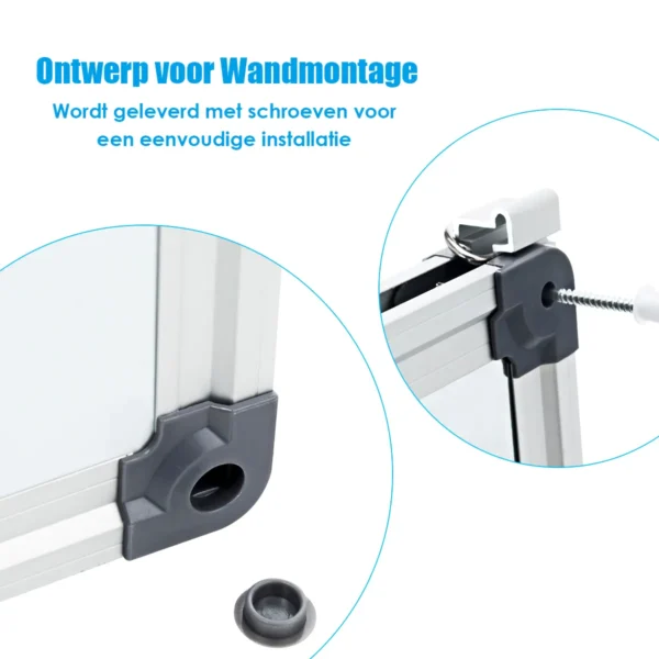 Whiteboard Magneetbord Schrijfbord Wandbord Memobord Met Aluminium Frame (90x60 Cm) - Image 6
